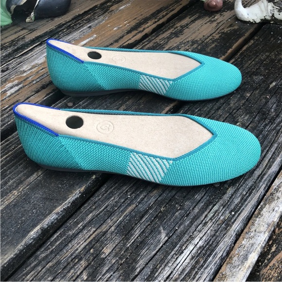 Rothys Calypso Aqua Turquoise Flats Sz 8 Round Toe Blue Slip On Shoes Vegan NIB - Picture 5 of 11